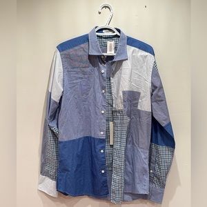 BNWT Mens J. Lindberg patchwork long sleeve poplin shirt, size M